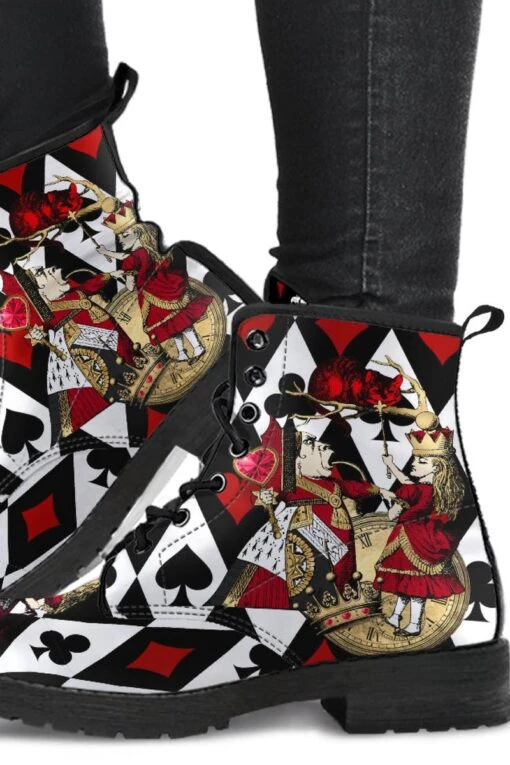 Queen Of Hearts Alice In Wonderland Vegan Women's Boots, FREE Shipping
