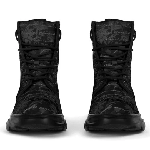 Gothic French Script Chunky Boots, FREE Shipping - Image 2