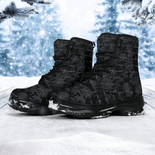 Gothic French Script Chunky Boots, FREE Shipping - Image 6
