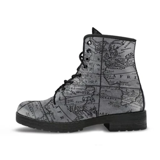 Vintage Map, Men's Vegan Boots, FREE Shipping - Image 3
