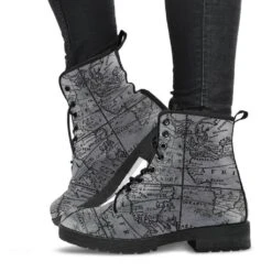 Vintage Map, Men's Vegan Boots, FREE Shipping -Vintage Veil Clothing Store REG63VINTAGEMAPBOOTS1
