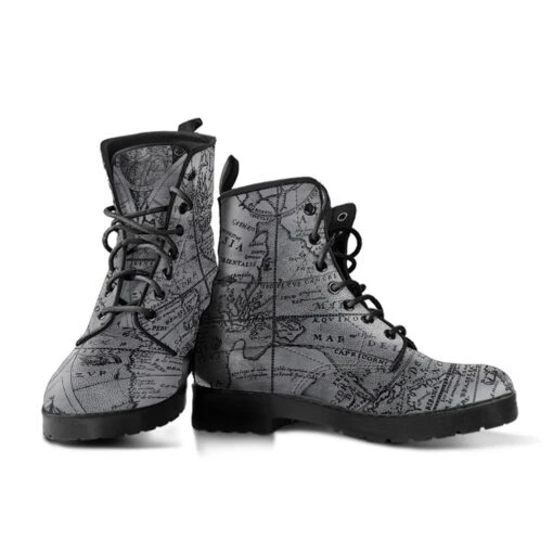 Vintage Map, Men's Vegan Boots, FREE Shipping - Image 2