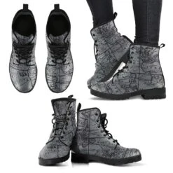 Vintage Map, Men's Vegan Boots, FREE Shipping -Vintage Veil Clothing Store REG63VINTAGEMAPBOOTS3