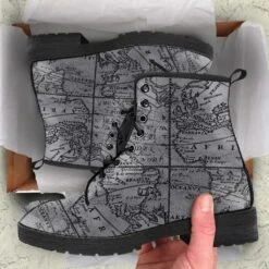 Vintage Map, Men's Vegan Boots, FREE Shipping -Vintage Veil Clothing Store REG63VINTAGEMAPBOOTS4