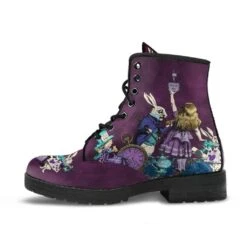Alice In Wonderland Gothic Vegan Women's Boots, FREE Shipping -Vintage Veil Clothing Store REG64GOTHICALICEBOOTS