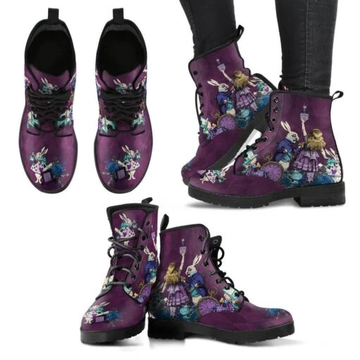 Alice In Wonderland Gothic Vegan Women's Boots, FREE Shipping - Image 5