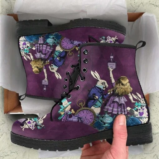 Alice In Wonderland Gothic Vegan Women's Boots, FREE Shipping - Image 2