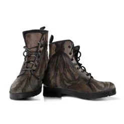 Straight Up Kraken On Chocolate, Vegan Women's Boots, FREE Shipping -Vintage Veil Clothing Store REG65BROWNCTHULHU3 309322d4 1817 4fbf aaec 2382a01b724d