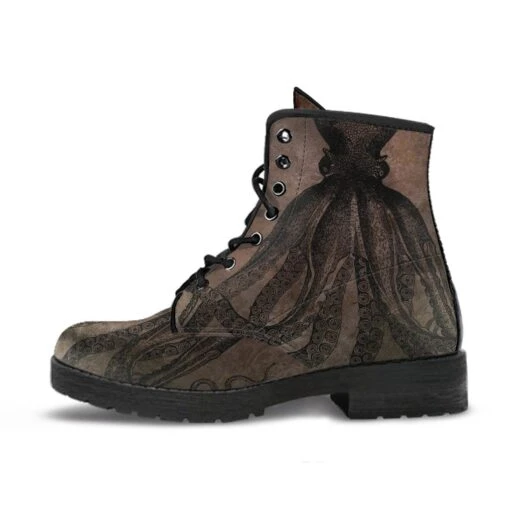 Straight Up Kraken On Chocolate, Vegan Women's Boots, FREE Shipping - Image 3