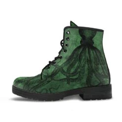 Straight Up Kraken Green, Men's Vegan Boots, FREE Shipping -Vintage Veil Clothing Store REG66CTHULHUGREEN