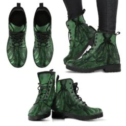 Straight Up Kraken Green, Men's Vegan Boots, FREE Shipping -Vintage Veil Clothing Store REG66CTHULHUGREEN3