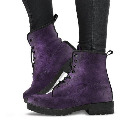Purple Grunge, Men's Vegan Boots, FREE Shipping - Image 2