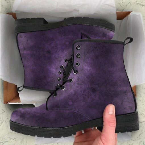 Purple Grunge, Men's Vegan Boots, FREE Shipping - Image 4