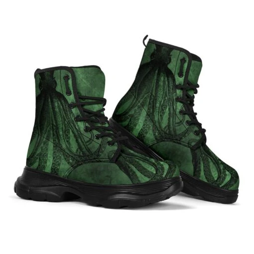 Deep Sea Green Kraken Chunky Boots, FREE Shipping - Image 2
