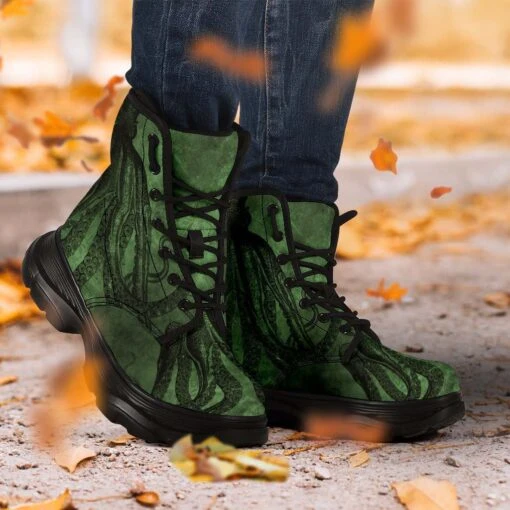 Deep Sea Green Kraken Chunky Boots, FREE Shipping - Image 5