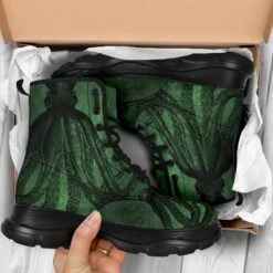 Deep Sea Green Kraken Chunky Boots, FREE Shipping -Vintage Veil Clothing Store REG69KRAKENCHUNKY5
