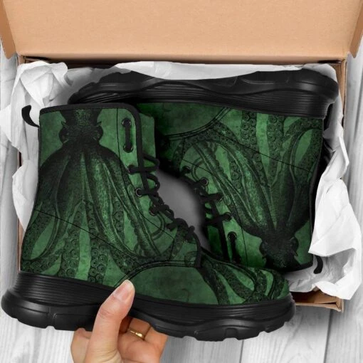Deep Sea Green Kraken Chunky Boots, FREE Shipping - Image 7