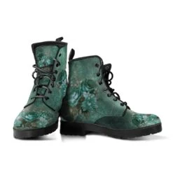 Green Roses, Vegan Women's Boots, FREE Shipping -Vintage Veil Clothing Store REG722
