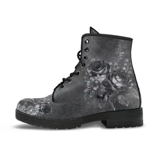 Grey Roses, Vegan Women's Boots, FREE Shipping - Image 4