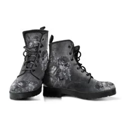 Grey Roses, Vegan Women's Boots, FREE Shipping -Vintage Veil Clothing Store REG73.2