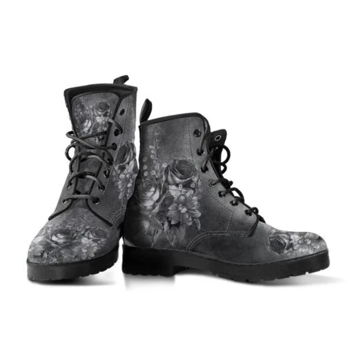 Grey Roses, Vegan Women's Boots, FREE Shipping - Image 3