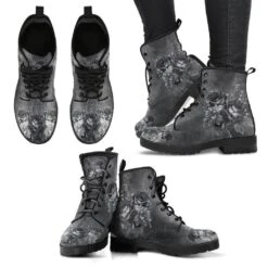 Grey Roses, Vegan Women's Boots, FREE Shipping -Vintage Veil Clothing Store REG73.4
