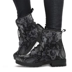 Dance Of Death Grey, Women's Vegan Boots, FREE Shipping -Vintage Veil Clothing Store REG78DANCEOFDEATHGREY.1