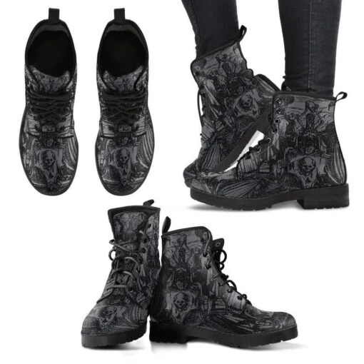 Dance Of Death Grey, Men's Vegan Boots, FREE Shipping - Image 4