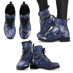 Gothic Blue Memento Vegan Women's Boots, FREE Shipping -Vintage Veil Clothing Store REG79A