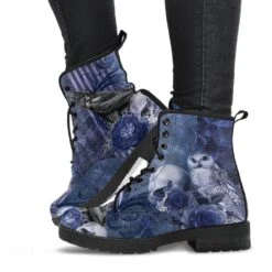 Gothic Blue Memento Vegan Women's Boots, FREE Shipping -Vintage Veil Clothing Store REG79A2