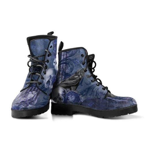Gothic Blue Memento Vegan Women's Boots, FREE Shipping - Image 2