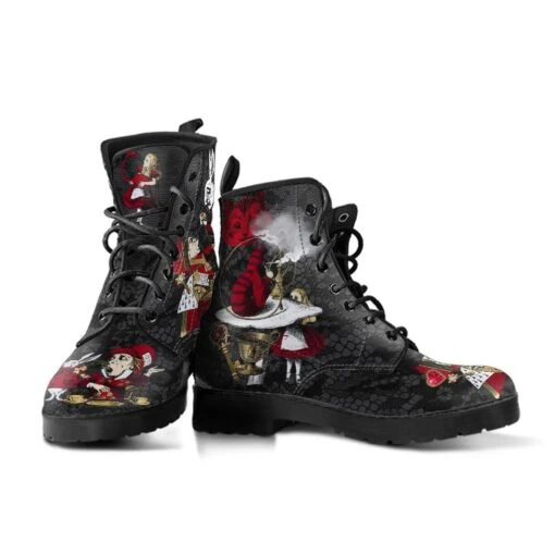 Alice In Wonderland Gothic Lace, Men's Vegan Boots, FREE Shipping - Image 3