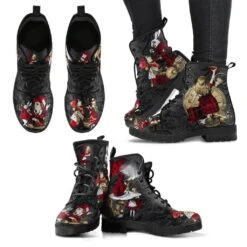 Alice In Wonderland Gothic Lace, Vegan Women's Boots, FREE Shipping -Vintage Veil Clothing Store REG80BAIWGOTHIC3