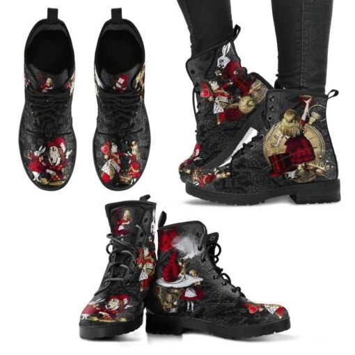 Alice In Wonderland Gothic Lace, Vegan Women's Boots, FREE Shipping - Image 6
