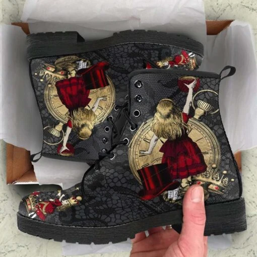 Alice In Wonderland Gothic Lace, Men's Vegan Boots, FREE Shipping - Image 5