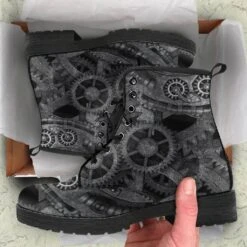 Grey Steampunk Vegan Women's Boots, FREE Shipping -Vintage Veil Clothing Store REG84SteampunkGearsgrey4 b4f3d6ff 88af 4259 97c8 fba8a64a7c7e