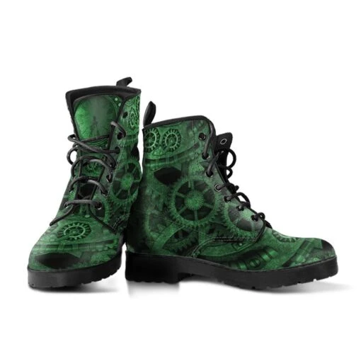 Green Steampunk, Vegan Women's Boots, FREE Shipping - Image 3