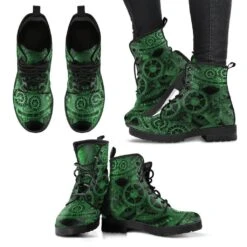 Green Steampunk, Vegan Women's Boots, FREE Shipping -Vintage Veil Clothing Store REG86SteampunkGearsgreen3