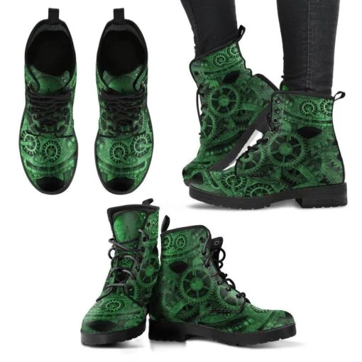 Green Steampunk, Men's Vegan Boots, FREE Shipping - Image 4
