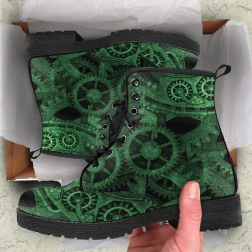 Green Steampunk, Vegan Women's Boots, FREE Shipping - Image 5