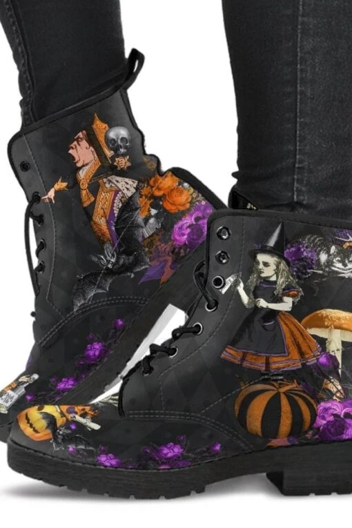 Alice Halloween Wonderland, Vegan Women's Boots, FREE Shipping