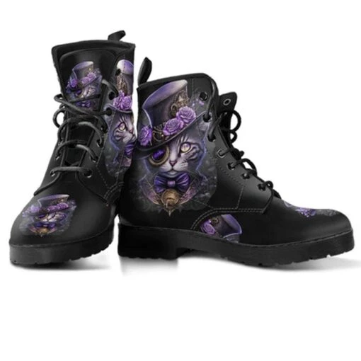 Purple Steampunk Cat, Women's Boots, FREE Shipping - Image 3