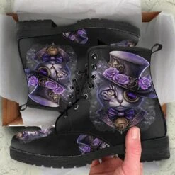 Purple Steampunk Cat, Women's Boots, FREE Shipping -Vintage Veil Clothing Store REGSAI3purplesteampunkcat3