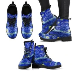 Starry Night Van Gogh Women's Boots, FREE Shipping -Vintage Veil Clothing Store REGSVGSstarrynightboots4