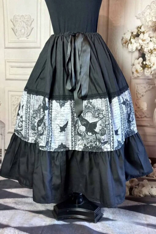 The Raven Gothic Tea Length Skirt