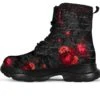 Red Roses French Script Chunky Boots, FREE Shipping -Vintage Veil Clothing Store RedRosesandScriptboots