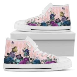 Sweet Alice In Wonderland Hi Tops, FREE Shipping -Vintage Veil Clothing Store SN5aliceinwonderlandwhiterabbitandalicehitopsneakers