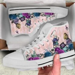 Sweet Alice In Wonderland Hi Tops, FREE Shipping -Vintage Veil Clothing Store SN5aliceinwonderlandwhiterabbitandalicehitopsneakers4