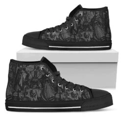 Dance Of Death, Men's High Top Sneakers, FREE Shipping -Vintage Veil Clothing Store SN94DANCEOFDEATHGREY