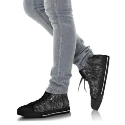 Dance Of Death, Men's High Top Sneakers, FREE Shipping -Vintage Veil Clothing Store SN94DANCEOFDEATHGREY3